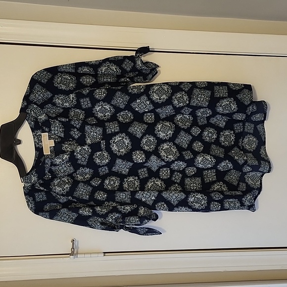 Michael Kors Womens Blue Tunic Style Short Sleeve Top - Picture 3 of 6